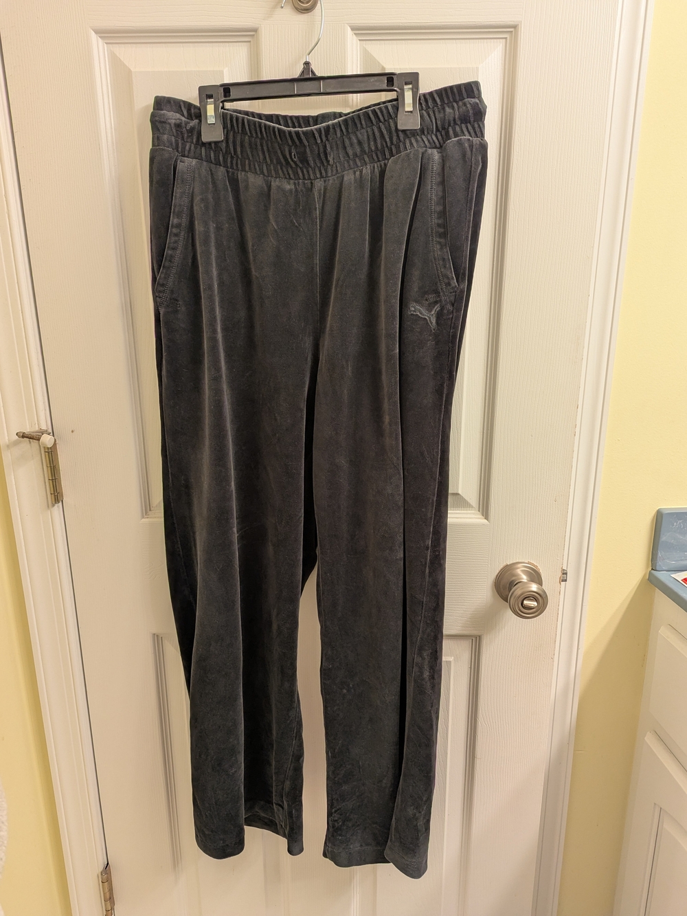 Puma Women's Charcoal Velour Joggers High Waisted